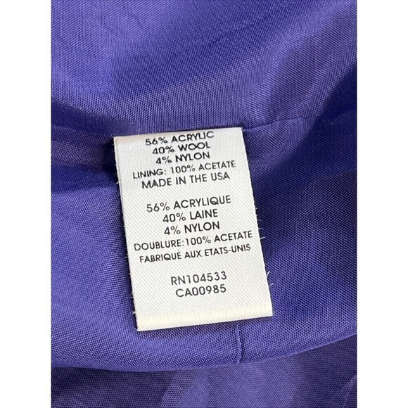 Nanette Lepore Womens Wool Blend Tweed Jacket 4 Purple Pockets zip Classic USA - Picture 7 of 11